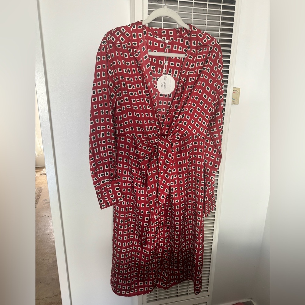 Staud midi dress in red pattern